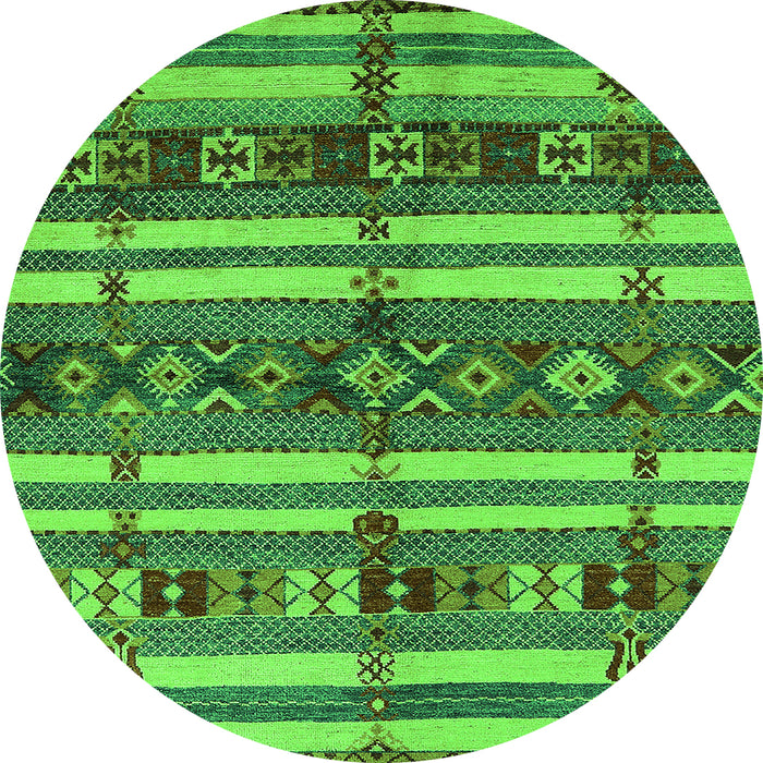 Round Oriental Green Industrial Rug, urb1171grn