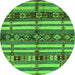 Round Oriental Green Industrial Rug, urb1171grn