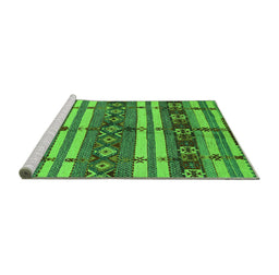 Sideview of Machine Washable Oriental Green Industrial Area Rugs, wshurb1171grn