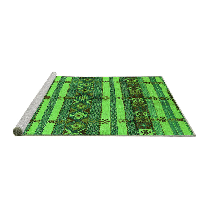 Sideview of Machine Washable Oriental Green Industrial Area Rugs, wshurb1171grn