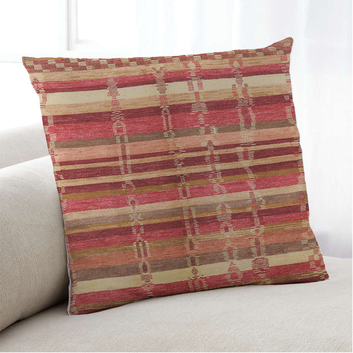 Lifestyle Image of Mid-Century Modern Urban Square Mango Orange Throw Pillow, 18 inch by 18 inch, pwurb1172