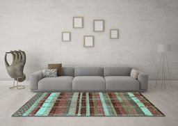 Machine Washable Oriental Light Blue Industrial Rug in a Living Room, wshurb1172lblu
