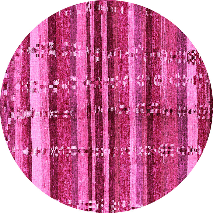 Round Machine Washable Oriental Pink Industrial Rug, wshurb1172pnk