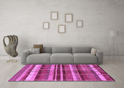 Machine Washable Oriental Purple Industrial Area Rugs in a Living Room, wshurb1172pur