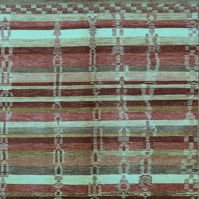 Square Machine Washable Oriental Light Blue Industrial Rug, wshurb1172lblu