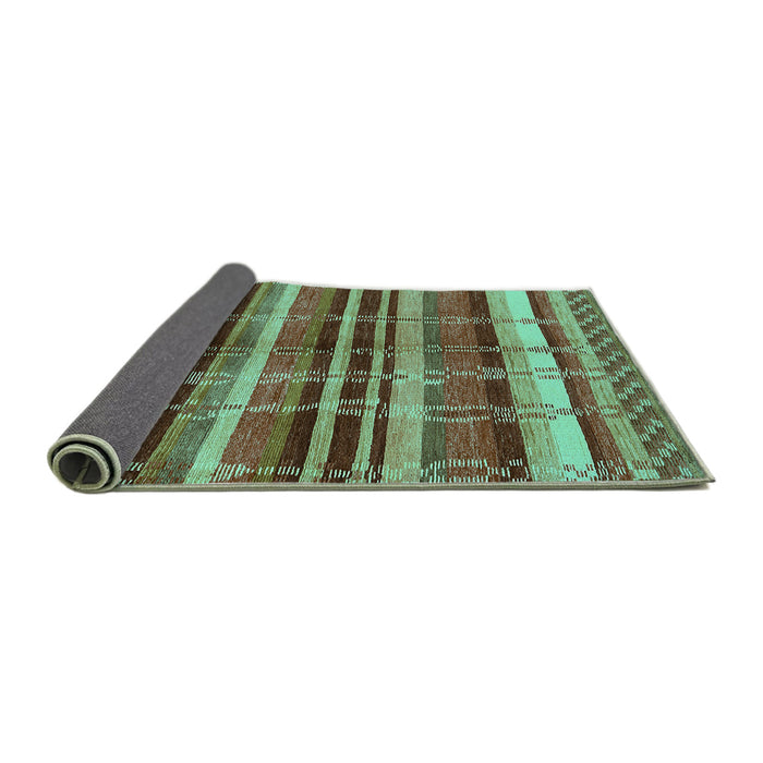 Sideview of Oriental Turquoise Industrial Rug, urb1172turq