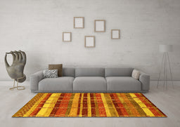 Machine Washable Oriental Yellow Industrial Rug in a Living Room, wshurb1172yw