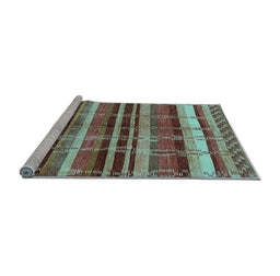 Sideview of Machine Washable Oriental Light Blue Industrial Rug, wshurb1172lblu