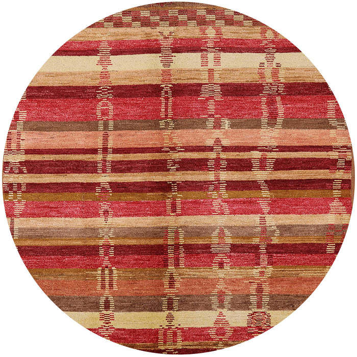 Round Mid-Century Modern Mango Orange Oriental Rug, urb1172