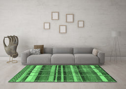 Machine Washable Oriental Emerald Green Industrial Area Rugs in a Living Room,, wshurb1172emgrn