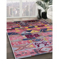 Mid-Century Modern Bright Maroon Red Southwestern Rug, urb1173