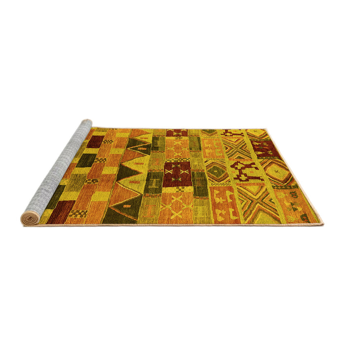 Sideview of Machine Washable Southwestern Yellow Country Rug, wshurb1173yw