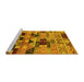 Sideview of Machine Washable Southwestern Yellow Country Rug, wshurb1173yw