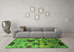 Machine Washable Southwestern Green Country Area Rugs in a Living Room,, wshurb1173grn