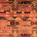 Square Machine Washable Southwestern Orange Country Area Rugs, wshurb1173org