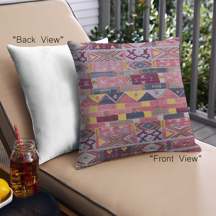 Front View of Mid-Century Modern Urban Square Bright Maroon Red Throw Pillow, 18 inch by 18 inch, pwurb1173