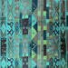 Square Southwestern Turquoise Country Rug, urb1173turq