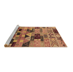 Sideview of Machine Washable Southwestern Brown Country Rug, wshurb1173brn