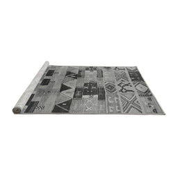 Sideview of Machine Washable Southwestern Gray Country Rug, wshurb1173gry