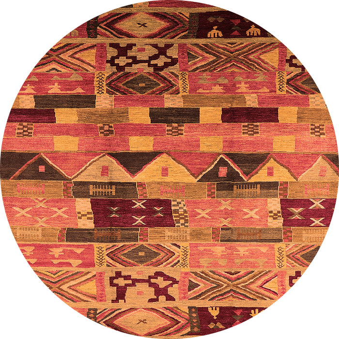 Round Southwestern Orange Country Rug, urb1173org