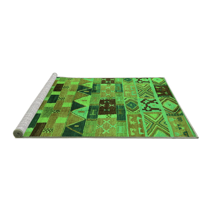 Sideview of Machine Washable Southwestern Green Country Area Rugs, wshurb1173grn
