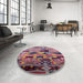 Round Machine Washable Industrial Modern Bright Maroon Red Rug in a Office, wshurb1173