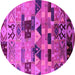 Round Southwestern Pink Country Rug, urb1173pnk