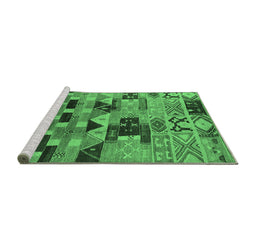 Sideview of Machine Washable Southwestern Emerald Green Country Area Rugs, wshurb1173emgrn