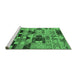 Sideview of Machine Washable Southwestern Emerald Green Country Area Rugs, wshurb1173emgrn