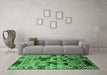 Machine Washable Southwestern Emerald Green Country Area Rugs in a Living Room,, wshurb1173emgrn