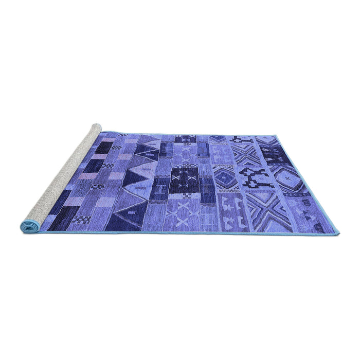 Sideview of Machine Washable Southwestern Blue Country Rug, wshurb1173blu