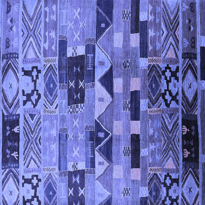 Square Machine Washable Southwestern Blue Country Rug, wshurb1173blu