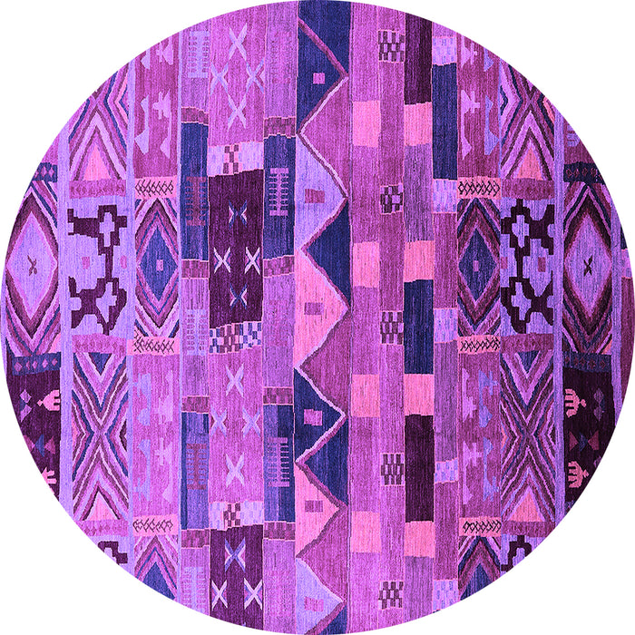 Round Machine Washable Southwestern Purple Country Area Rugs, wshurb1173pur