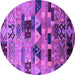 Round Machine Washable Southwestern Purple Country Area Rugs, wshurb1173pur