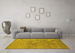 Machine Washable Solid Yellow Modern Rug in a Living Room, wshurb1174yw