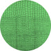 Round Machine Washable Solid Emerald Green Modern Area Rugs, wshurb1174emgrn