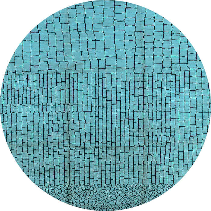 Round Machine Washable Solid Light Blue Modern Rug, wshurb1174lblu