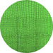 Round Machine Washable Solid Green Modern Area Rugs, wshurb1174grn