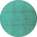 Round Solid Turquoise Modern Rug, urb1174turq