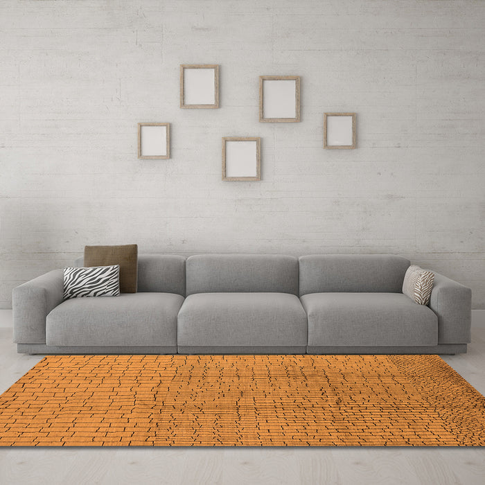 Machine Washable Solid Orange Modern Area Rugs in a Living Room, wshurb1174org