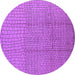 Round Machine Washable Solid Purple Modern Area Rugs, wshurb1174pur