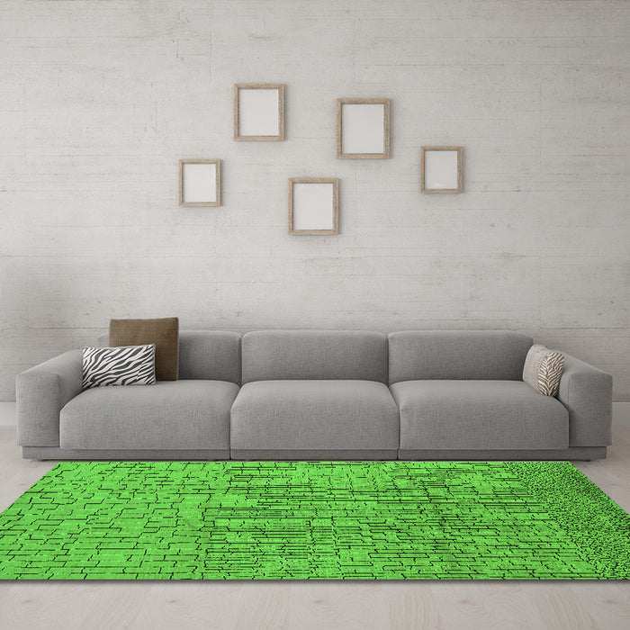 Machine Washable Solid Green Modern Area Rugs in a Living Room,, wshurb1174grn