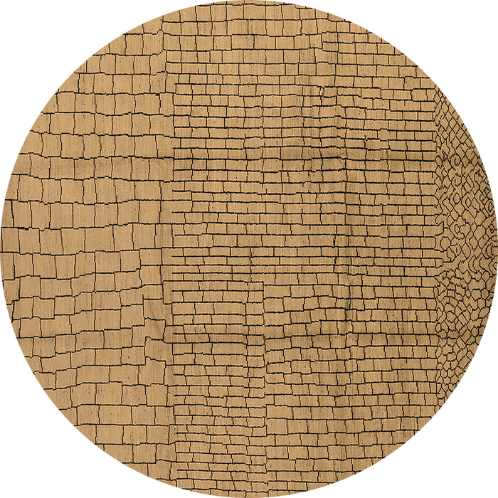 Round Machine Washable Solid Brown Modern Rug, wshurb1174brn