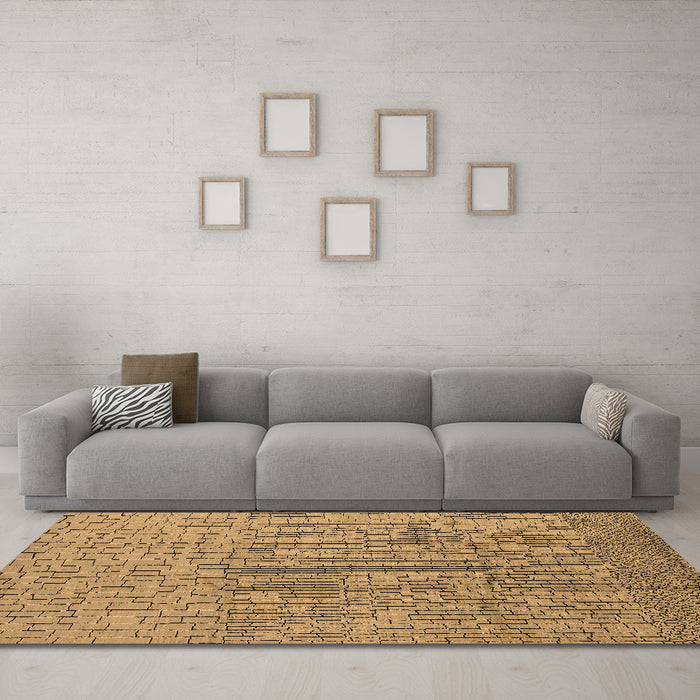 Machine Washable Solid Brown Modern Rug in a Living Room,, wshurb1174brn