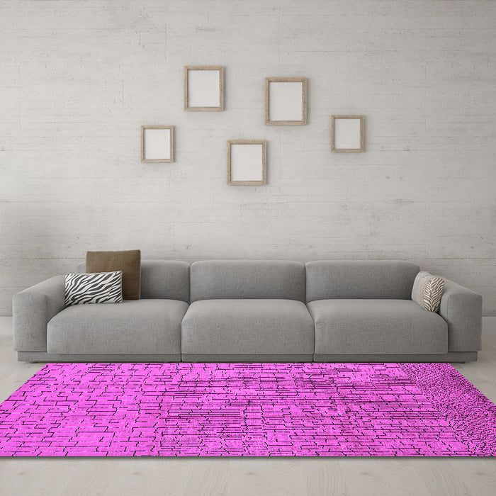 Machine Washable Solid Pink Modern Rug in a Living Room, wshurb1174pnk