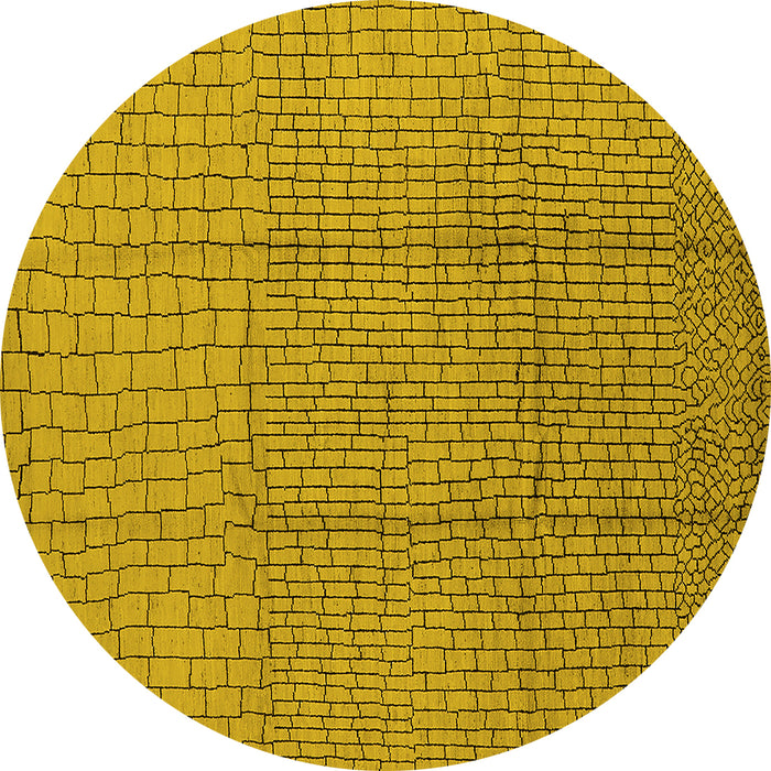 Round Solid Yellow Modern Rug, urb1174yw