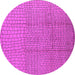 Round Machine Washable Solid Pink Modern Rug, wshurb1174pnk
