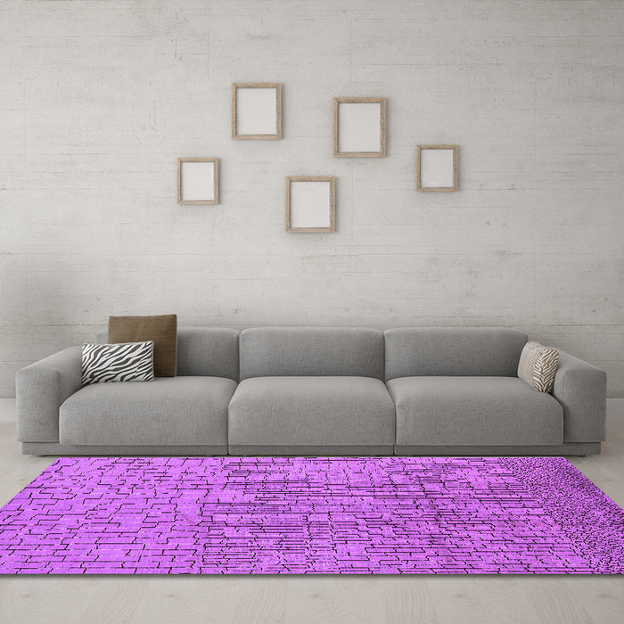 Machine Washable Solid Purple Modern Area Rugs in a Living Room, wshurb1174pur