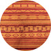 Round Machine Washable Southwestern Orange Country Area Rugs, wshurb1175org