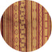 Round Southwestern Brown Country Rug, urb1175brn